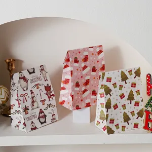 Sacchetto Regalo in Carta per Cartoni Animati di Natale Busta per Imballaggio di Caramelle Piatta Aperta Borsa per Bomboniere per Feste di Capodanno