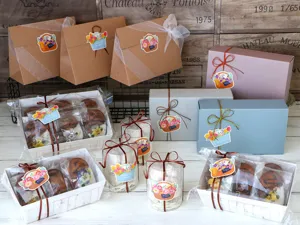 Set scatole regalo con adesivi floreali nastri confezione rustica per articoli da forno fai da te