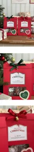 Christmas gift paper bags red green ribbons festive packaging decorative gift bags holiday party
