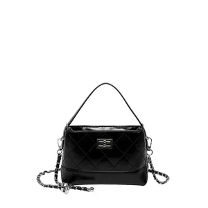 Classic quilted bucket shoulder bag for women, vintage chain crossbody bag with top handle.