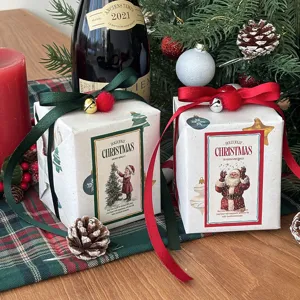 Christmas gift wrapping ribbon set in festive red and green colors, perfect for DIY holiday crafts.