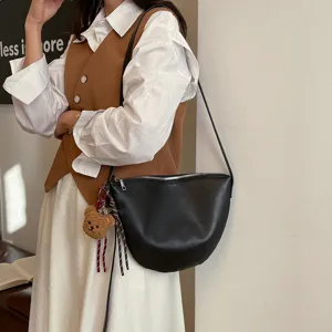 Chic minimalist underarm bag for women, trendy solid color shoulder crossbody bag.