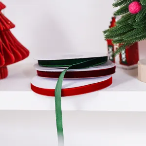 Festive Velvet Ribbon Flocked Single Sided Decorative Trim For Christmas New Year Gift Box Packaging Sealing DIY Craft Wrap Ribbon