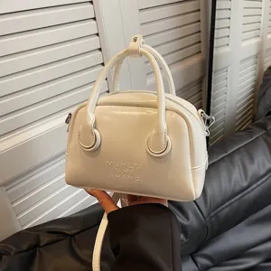 White patent leather bowling handbag stylish retro shoulder crossbody pillow bag for women