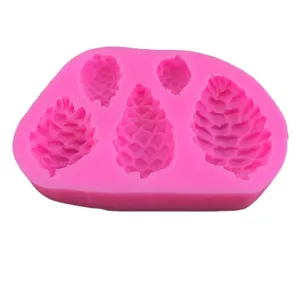 Pinecone silicone mold for chocolate fondant, 5 cavities DIY baking and resin casting tool.