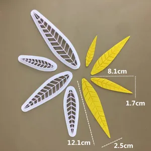 Leaf fondant cake mold set, plastic baking tools for creative pastry and steamed bun decoration.