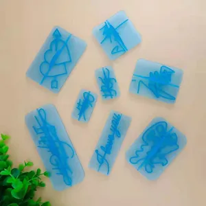 8PCS Cake Decoration Handwritten Fondant Stamp Molds DIY Baking Tool Set Blue Color