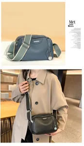 Soft genuine leather crossbody bag detail showcasing versatile daily wear and chic French style.