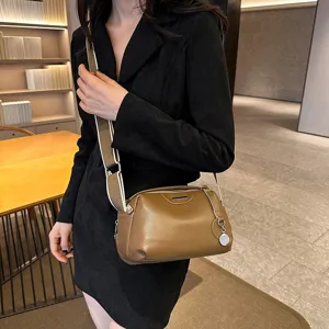 Top layer cowhide leather crossbody bag, stylish women shoulder bag for daily casual wear