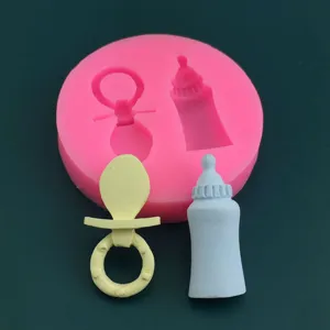 Molde de silicona para chupete y biberón de bebé para decoración de pasteles fondant.
