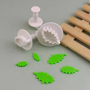 Moule à Gâteau en Plastique Feuille de Houx Fondant Emporte-pièce à Poussoir Pour Décoration Pâtisserie Cuisine Maison