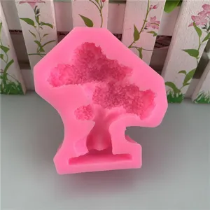 Roze siliconen boom bonsai mal voor fondant taart decoratie, epoxyhars en kaarsen maken.