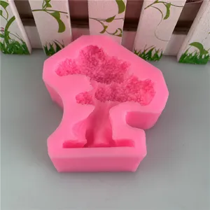 Roze boom bonsai siliconen mal voor fondant taartdecoratie, bakken, hars en kaarsen maken.