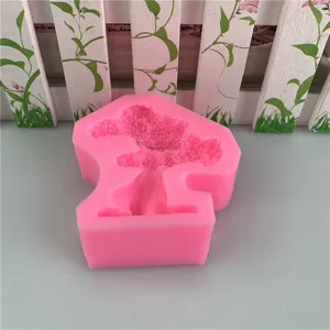 Roze bonsai boom siliconen mal voor fondant taart, epoxyhars, kaars en ambachtelijke knutsel.