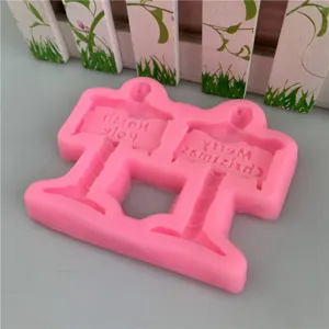 Christmas street sign silicone mold fondant cake decoration tool chocolate mold DIY craft