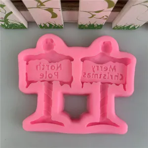 Christmas street sign silicone mold for fondant cake decorating and chocolate DIY crafting.