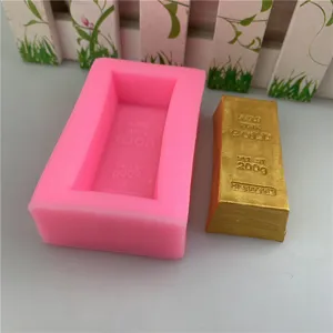 Large gold bar silicone mold for fondant cake, chocolate, and handmade soap making crafts.