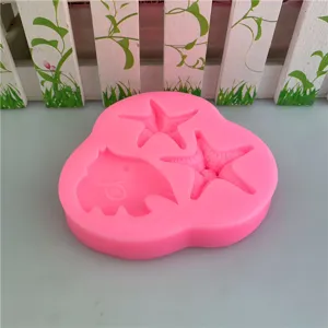 3-hole marine starfish fish silicone mold for fondant chocolate baking and epoxy resin craft.