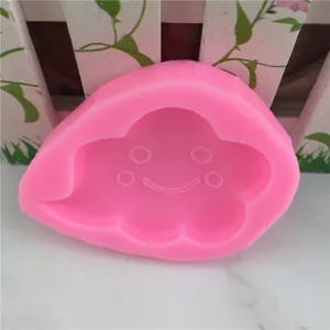 Silicone smiling cloud fondant mold for cake decorating, pink baking tool chocolate mold