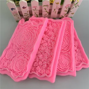 Stampo in silicone per fiori di rose in fondant, bordo con texture dettagliata dolci