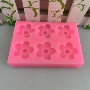 Molde de silicona flor 6 cavidades rosa para herramientas de decoracion de pastel chocolate DIY