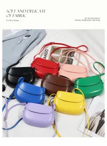 Women stylish PU leather saddle bag versatile solid color crossbody shoulder bag daily use