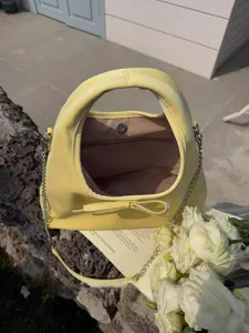 Korean style yellow shoulder bag sweet bow crossbody bag trendy casual women handbag