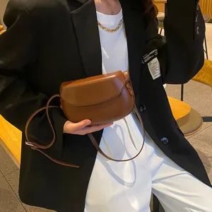 Womens Fashion Saddle Bag PU Leather Casual Crossbody Shoulder Bag Small Messenger Bag Female Daily Handbag