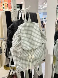 Casual plaid backpack lightweight nylon school bag versatile commuting daily casual daypack