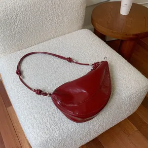 Women's Fashion Saddle Bag PU Leather Underarm Shoulder Bag Trendy Versatile Crossbody Bag
