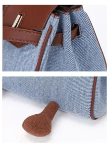 Jeans Leder Patchwork Handtasche lässige Umhängetasche stilvolle Alltagstasche Damen