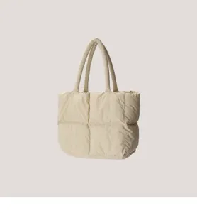 Gesteppte Puffer Tote Tasche für Damen, große Wolken Schultertasche, minimalistische einfarbig