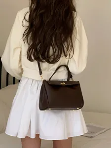 Sac à main souple en cuir PU pour femme, élégant sac bandoulière rétro pour le travail.