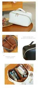Large capacity cosmetic bag, portable travel makeup organizer, multi-functional storage pouch.