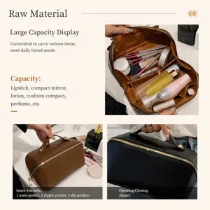 Retro grande capacité étanche trousse de maquillage sac de rangement pour voyage quotidien.