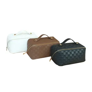 PU leather cosmetic bag large capacity travel makeup organizer storage bag for women