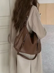 Vintage Brown Hobo Tote Bag Large Capacity Crossbody Shoulder Bag for Women Commuting