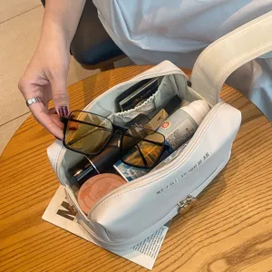 Large capacity PU cosmetic bag multi-layer waterproof portable travel storage organizer for women
