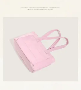 Pink cloud padded tote bag for women, lightweight casual shoulder handbag for daily use.