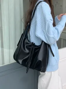 Borsa Sottobraccio in Pelle PU Retro Donna Casual Grande Capacità Tote Bag Chic Tinta Unita Borsa a Tracolla