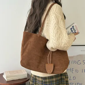 Large Capacity Women Tote Bag Retro Casual Synthetic Leather Shoulder Handbag For Commuting Daily Travel