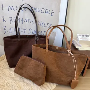 Autumn retro luxury suede large capacity tote bag shoulder bag casual commuting women