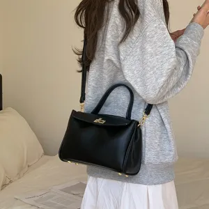 Élégant sac à main bandoulière en cuir PU noir rétro vintage sac pour femme chic