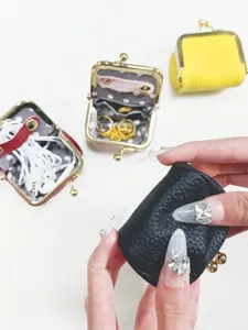 Mini PU Leather Kiss Lock Pouch Coin Purse Portable Lipstick Ring Earphone Storage Bag Macaron Color Women Wallet