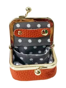 Mini leather kiss-lock coin purse jewelry box compact storage case for rings and small items