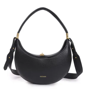 Black crescent underarm bag for women stylish pu leather shoulder handbag commute