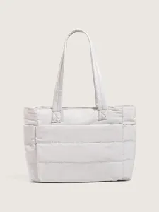 Women's Casual PU Leather Tote Bag Large Capacity Quilted Cloud Shoulder Bag Daily Commuter Handbag With Multiple Pockets