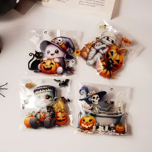 Bolsas de Plástico Autosellantes de Halloween Estampado de Fantasma Calavera Momia Bolsas de Embalaje para Galletas Caramelos Regalo