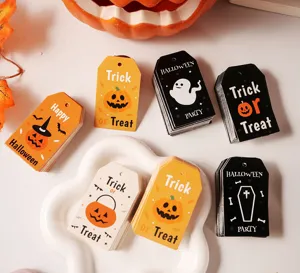 Halloween gift tags paper hanging labels trick or treat pumpkin ghost decor set 50pcs
