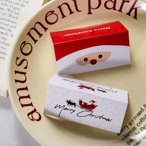 Christmas packaging card headers, cute Santa and reindeer design for dessert and cookie boxes.